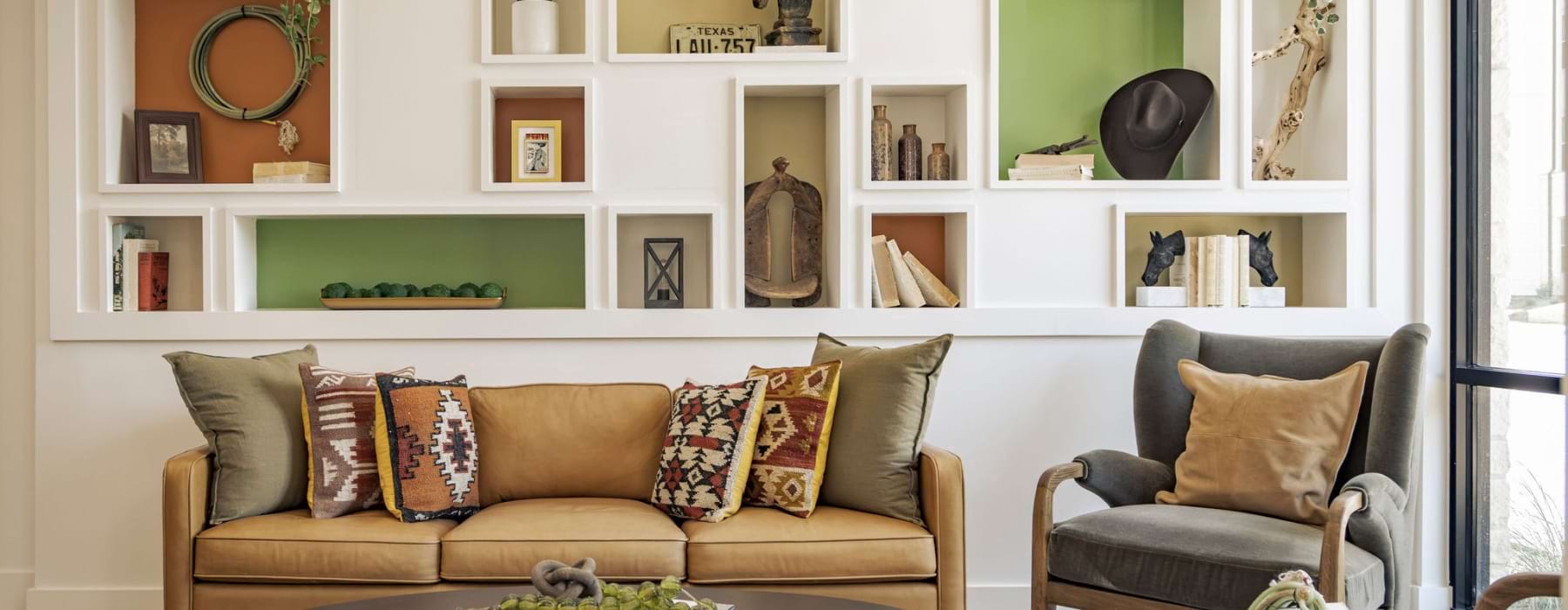 living room with seating and artwork